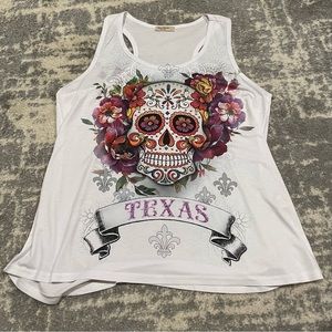 Sugar Skull Rhinestone TEXAS Tank Top